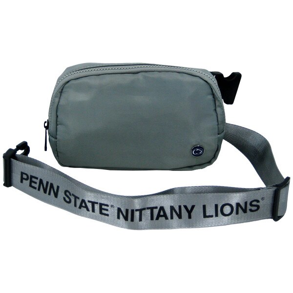 gray nylon belt bag, Athletic Logo medallion, Penn State Nittany Lions on belt